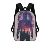 sinyumoney Children's School Backpack Man Galaxy Silhouette Teen Fashion Backpack Casual Backpack Boy Girl Teen School Bag 3D Printed Backpack 17inch