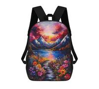 sinyumoney Children's School Backpack Mountain Lake Sunset Teen Fashion Backpack Casual Backpack Boy Girl Teen School Bag 3D Printed Backpack 17inch