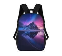 sinyumoney Children's School Backpack Mountain Reflection Under Aurora Teen Fashion Backpack Casual Backpack Boy Girl Teen School Bag 3D Printed Backpack 17inch