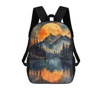 sinyumoney Children's School Backpack Orange Sun Misty Mountains Teen Fashion Backpack Casual Backpack Boy Girl Teen School Bag 3D Printed Backpack 17inch