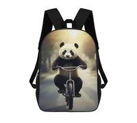 sinyumoney Children's School Backpack Panda on A Bicycle Teen Fashion Backpack Casual Backpack Boy Girl Teen School Bag 3D Printed Backpack 17inch