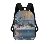 sinyumoney Children's School Backpack Penguins Bath Washing Cute Teen Fashion Backpack Casual Backpack Boy Girl Teen School Bag 3D Printed Backpack 17inch