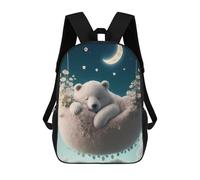 sinyumoney Children's School Backpack Polar Bear Dreams in Moonlit Sky Fashion Schoolbag Fashion Unisex Travel Backpack School Bag 3D Cool Backpack 17inch