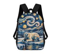 sinyumoney Children's School Backpack Polar Bear Starry Night Art Teen Fashion Backpack Casual Backpack Boy Girl Teen School Bag 3D Printed Backpack 17inch