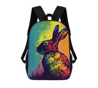 sinyumoney Children's School Backpack Rabbit PopArt Animal Teen Fashion Backpack Casual Backpack Boy Girl Teen School Bag 3D Printed Backpack 17inch