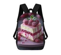 sinyumoney Children's School Backpack Raspberry Cheesecake Slice Teen Fashion Backpack Casual Backpack Boy Girl Teen School Bag 3D Printed Backpack 17inch