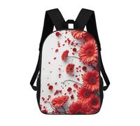 sinyumoney Children's School Backpack Red Daisy Flowers Teen Fashion Backpack Casual Backpack Boy Girl Teen School Bag 3D Printed Backpack 17inch