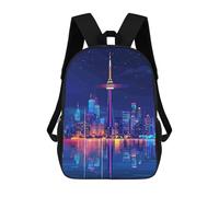 sinyumoney Children's School Backpack Toronto Skyline at Night Teen Fashion Backpack Casual Backpack Boy Girl Teen School Bag 3D Printed Backpack 17inch