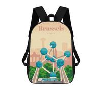 sinyumoney Children's School Backpack Travel to Brussels Teen Fashion Backpack Casual Backpack Boy Girl Teen School Bag 3D Printed Backpack 17inch