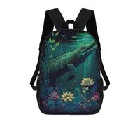 sinyumoney Children's School Backpack Underwater Serenity with Crocodile -1 Fashion Schoolbag Fashion Unisex Travel Backpack School Bag 3D Cool Backpack 17inch
