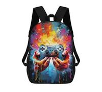 sinyumoney Children's School Backpack Vibrant Gaming Controller Artwork -10 Fashion Schoolbag Fashion Unisex Travel Backpack School Bag 3D Cool Backpack 17inch
