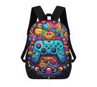 sinyumoney Children's School Backpack Vibrant Gaming Controller Artwork -37 Fashion Schoolbag Fashion Unisex Travel Backpack School Bag 3D Cool Backpack 17inch