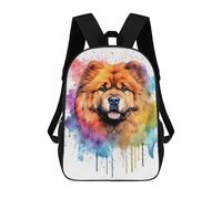sinyumoney Children's School Backpack Watercolor Chowchow Teen Fashion Backpack Casual Backpack Boy Girl Teen School Bag 3D Printed Backpack 17inch