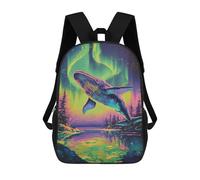 sinyumoney Children's School Backpack Whale Aurora Borealis Teen Fashion Backpack Casual Backpack Boy Girl Teen School Bag 3D Printed Backpack 17inch