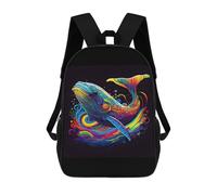 sinyumoney Children's School Backpack Whale Colors Teen Fashion Backpack Casual Backpack Boy Girl Teen School Bag 3D Printed Backpack 17inch