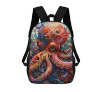 sinyumoney Children's School Backpack Whimsical Octopus Artwork Fashion Schoolbag Fashion Unisex Travel Backpack School Bag 3D Cool Backpack 17inch