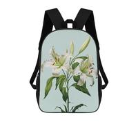 sinyumoney Children's School Backpack White Flower Lily Easter Teen Fashion Backpack Casual Backpack Boy Girl Teen School Bag 3D Printed Backpack 17inch