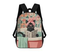 sinyumoney Chill Cat in Bathtub Kids School Backpack 3D Printed Fashion School Bag Casual School Bag for Boys Elementary And Middle School Students 17inch