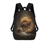 sinyumoney Chill Cat Playing Poker Backpack Schoolbags for Boys Girls Casual Sport Daypack Elementary Primary Large Capacity Bookbags 17inch