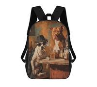 sinyumoney Chill Dogs in Bar Scene -1 School Backpack Lightweight Airport College Students Back Pack for Boys/Girls/Teenagers 17inch