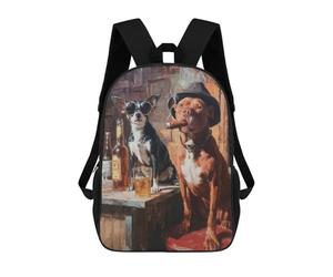 sinyumoney Chill Dogs in Bar Scene Backpack School Large School Backpack for Boys for Teenage Girls Boys Women Men 17inch
