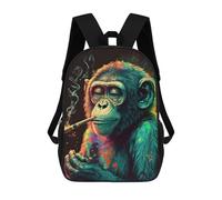 sinyumoney Chill Monkey -13 Kids Backpack, Backpack School Bag, Backpacks Kids School 3D Printed School Bags for Elementary And Middle School Students Teens Birthday Gift 17inch