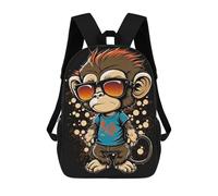 sinyumoney Chill Monkey -14 Kids Backpacks,3D Personalized School Bookbags for Boys Girls Large Schoolbags Casual Daypack 17inch