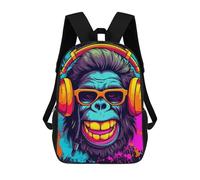 sinyumoney Chill Monkey -18 Kids Backpacks,3D Personalized School Bookbags for Boys Girls Large Schoolbags Casual Daypack 17inch