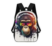 sinyumoney Chill Monkey -23 3D Printed Children's School Backpack for Kids High Capacity Travel Rucksacks Book Bags Kids School Bag Back Pack 17inch