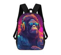sinyumoney Chill Monkey -5 Kids School Backpack 3D Printed Fashion School Bag Casual School Bag for Boys Elementary And Middle School Students 17inch