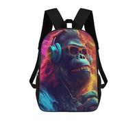 sinyumoney Chill Monkey -6 Children's Backpack, 3D Printed School Backpack, Backpack for Boys Girls, Adjustable School Bag for Primary School 17inch