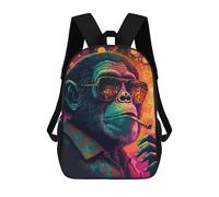 sinyumoney Chill Monkey Vibe Kids School Backpack 3D Printed Backpacks Fashion School Bag Rucksacks for Boys Elementary And Middle School Students 17inch