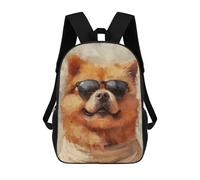 sinyumoney Chill Pomeranian with Shades Backpacks Kids 17inch School Backpack School Bag 3D Printed School Bag for Boys Elementary And Middle School Students