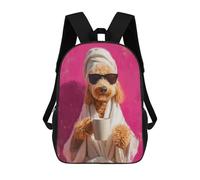 sinyumoney Chill Poodle with Coffee Mug -1 3D Printed 17inch Kids School Backpack School Bag Fashion Rucksacks for Boys Elementary And Middle School Students