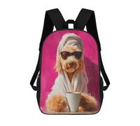sinyumoney Chill Poodle with Coffee Mug Backpack School Daypacks Business Backpack Water Resistant Bookbag for Boys/Girls/Teenagers 17inch