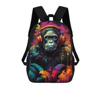 sinyumoney Chimp Colorful Monkey Music Art Backpack School Bag Fashion Stationery Backpack Waterproof Casual Daypacks- Perfect for Travel, Work And Daily Use 17inch