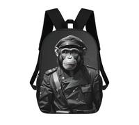 sinyumoney Chimpanzee Army Funny Bnw Backpack Kids School Backpack School Bag 3D Printed Fashion School Bag for Boys Elementary And Middle School Student 17inch