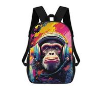 sinyumoney Chimpanzee Astronaut Art Print School Backpack 3D Printed Children's 17inch Backpacks Bag Bookbag for Kids Boy Girl Book Bags Kids School Bag Travel Rucksacks