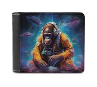 sinyumoney Chimpanzee Astronaut in Space 3D Print Clutch Purse Use Holds Bills RFID Blocking Soft Convenient Wallets Craftsmanship Gifts 11.7cm*9.5cm