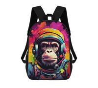 sinyumoney Chimpanzee Astronaut Space Suit Backpacks 3D Printed 17inch Kids School Backpack Outdoor Casual Daypack Casual Travel Bags for Middle School Students