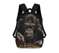 sinyumoney Chimpanzee Chess School Backpack Daypacks Business Backpack Water Resistant Bookbag for Men/Women 17inch