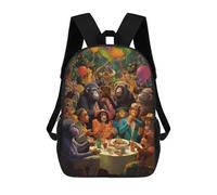 sinyumoney Chimpanzee Dinner Party Kids Backpack,School Backpack Kids School Bag 3D Printed Cartoon Large Capacity Backpack for Kids Boys And Girls 17inch