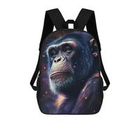 sinyumoney Chimpanzee Galaxy Portrait Children's 17 Inch School Backpack 3D Printed Anime Movies for Kids Travel Rucksacks Book Bags Kids School Bag