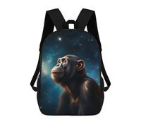 sinyumoney Chimpanzee Gazing at Stars Backpack School Backpack Kids School Bag Large Capacity Kids Backpack for School Rucksack 3D Book Bag Gifts for Kids 17inch