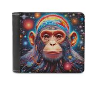 sinyumoney Chimpanzee in Cosmic Dreamscape 3D Print Clutch Purse Slots ID Window RFID Blocking Stylish Durable Wallets Craftsmanship Gifts 11.7cm*9.5cm