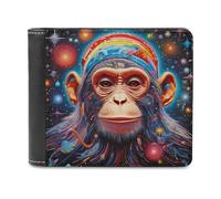 sinyumoney Chimpanzee in Space 3D Print Clutch Purse Multiple Slots RFID Blocking Stylish Banknote Compartments Slim Elegant Purse 11.7cm*9.5cm