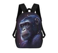 sinyumoney Chimpanzee Portrait Artwork 3D Printed Children's 17 Inch Backpacks 3D Printed Casual School Bag for Boys Elementary And Middle