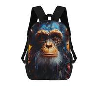 sinyumoney Chimpanzee Portrait Vibrant Artwork 3D Printed Children's School Backpack for Kids Travel Rucksacks Book Bags Kids School Bag 17inch