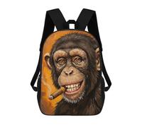 sinyumoney Chimpanzee Smoking Cigar Painting Backpack School Water Resistant Travel Backpack Computer Bag for School/Work/Travel 17inch