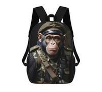 sinyumoney Chimpanzee Soldier Children's Backpacks School Backpack 3D Printed for Kids Travel Rucksacks Book Bags Kids 17inch School Bag